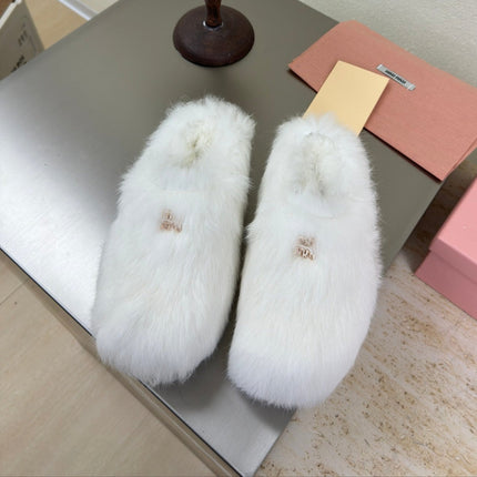 WHITE RABBIT FUR MULES