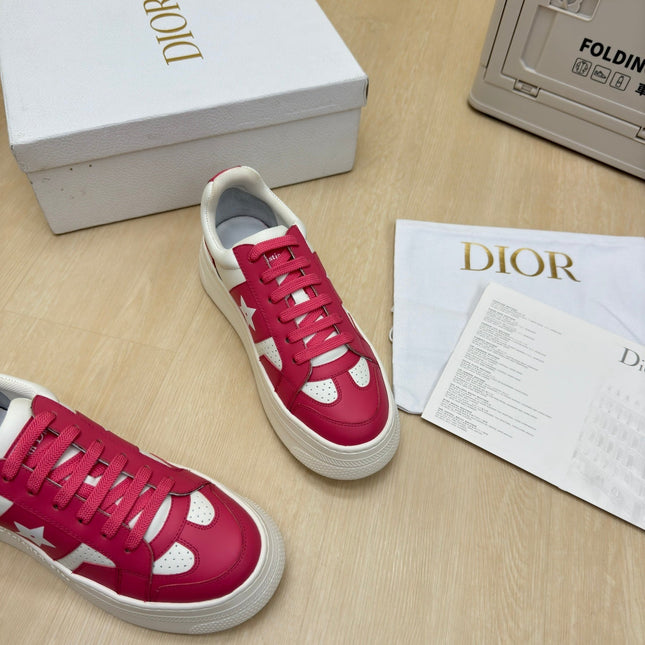 STAR PLATFORM SNEAKER IN WHITE MIX RED PINK CALFSKIN