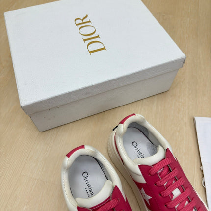 STAR PLATFORM SNEAKER IN WHITE MIX RED PINK CALFSKIN