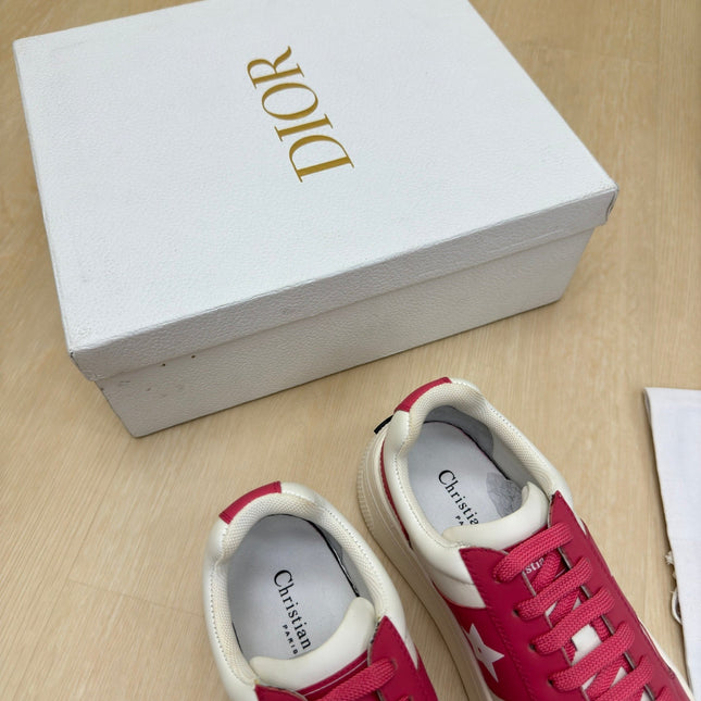 STAR PLATFORM SNEAKER IN WHITE MIX RED PINK CALFSKIN