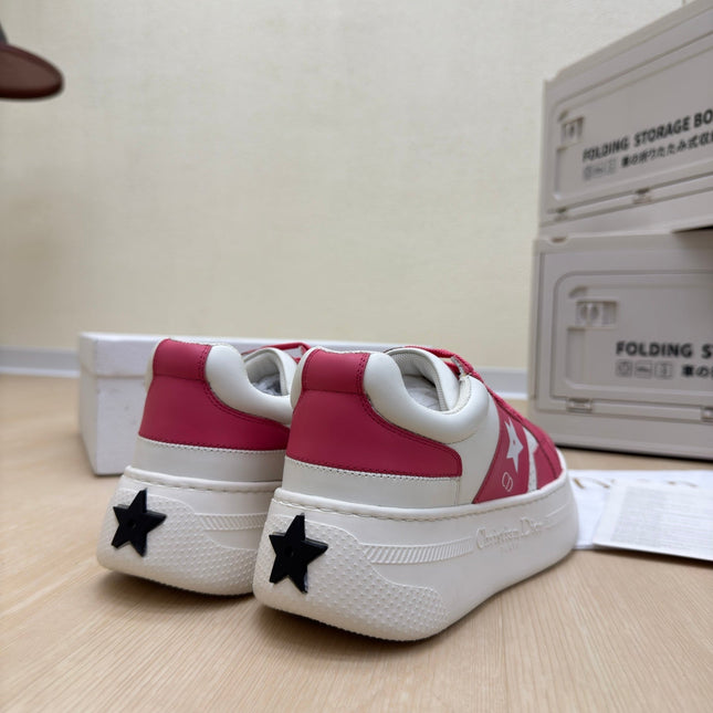 STAR PLATFORM SNEAKER IN WHITE MIX RED PINK CALFSKIN