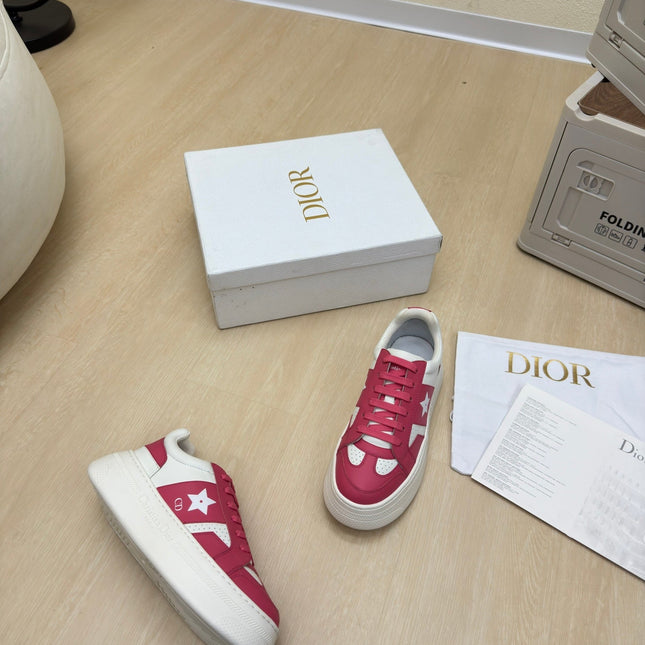 STAR PLATFORM SNEAKER IN WHITE MIX RED PINK CALFSKIN