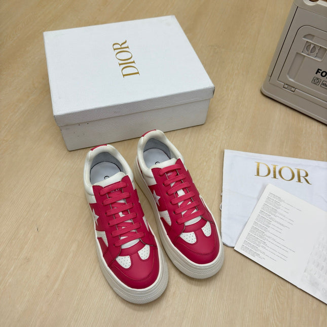 STAR PLATFORM SNEAKER IN WHITE MIX RED PINK CALFSKIN