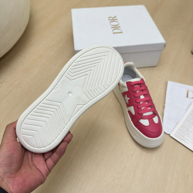 STAR PLATFORM SNEAKER IN WHITE MIX RED PINK CALFSKIN
