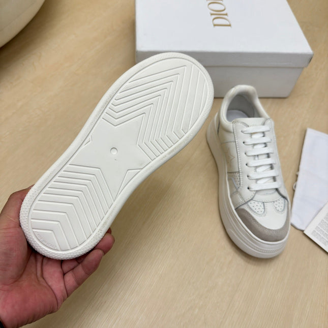 STAR PLATFORM SNEAKER IN WHITE CALFSKIN AND SUEDE