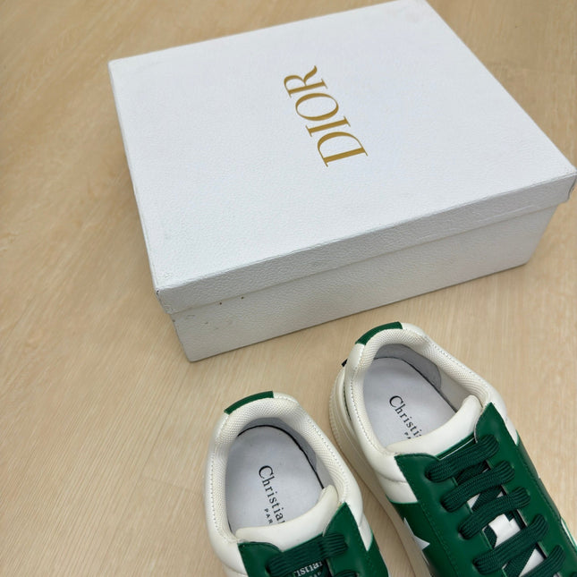 STAR PLATFORM SNEAKER IN WHITE MIX EMERALD GREEN CALFSKIN