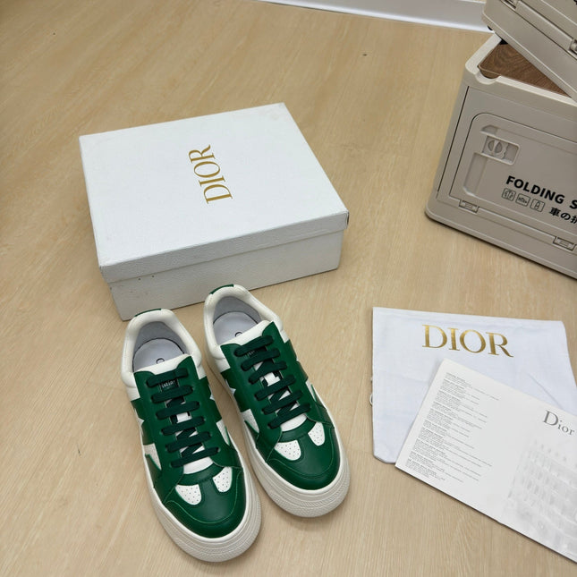 STAR PLATFORM SNEAKER IN WHITE MIX EMERALD GREEN CALFSKIN