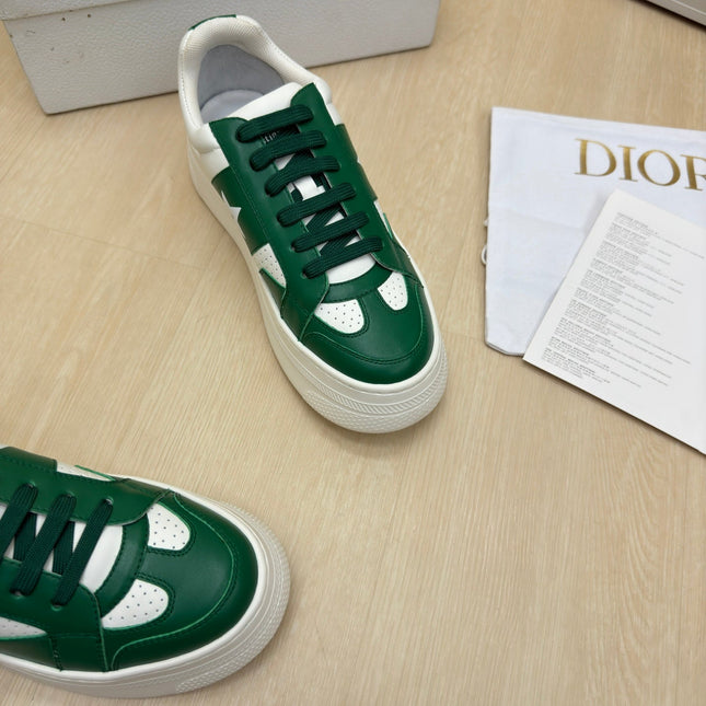 STAR PLATFORM SNEAKER IN WHITE MIX EMERALD GREEN CALFSKIN