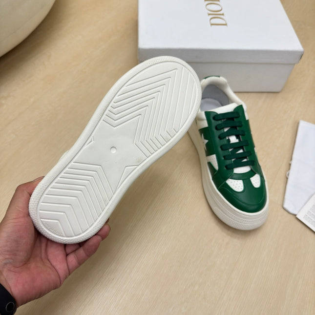 STAR PLATFORM SNEAKER IN WHITE MIX EMERALD GREEN CALFSKIN