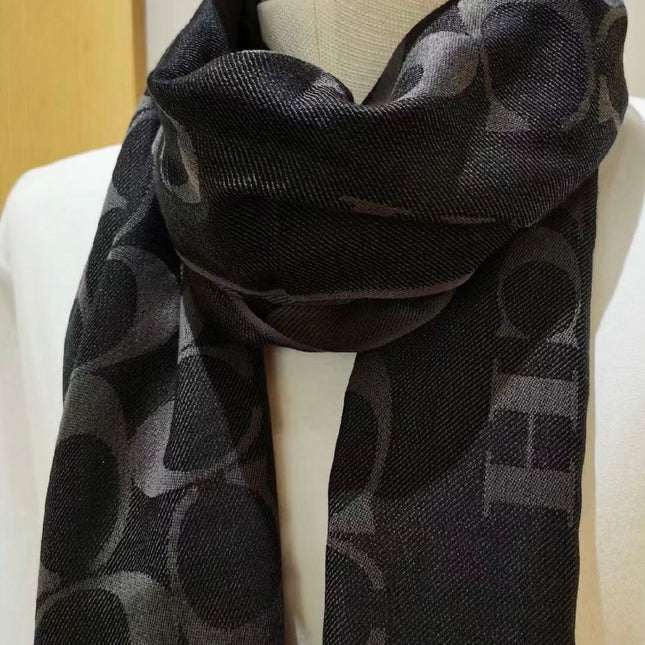 LONG SCARF 195 CM IN BLACK CASHMERE 332742