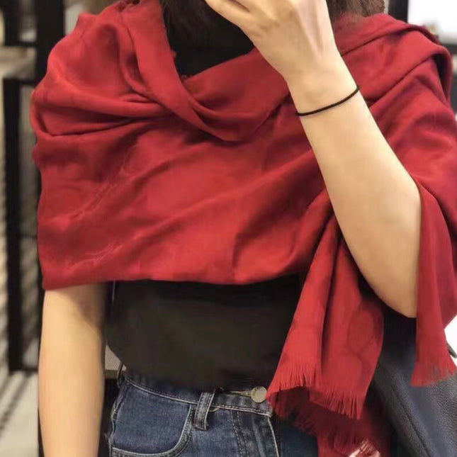 LONG SCARF 195 CM IN CHERRY RED CASHMERE 332745