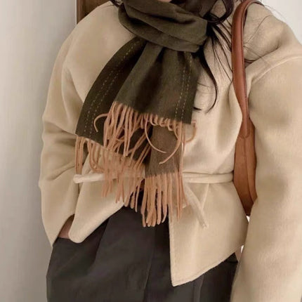 UNIE BRODEE MUFFLER 200 CM IN SEAWEED GREEN CASHMERE