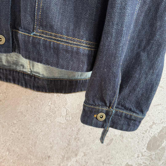 Loewe Pocket Leather Jacket Dark Blue Denim Cotton
