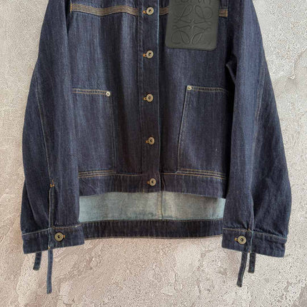 Loewe Pocket Leather Jacket Dark Blue Denim Cotton