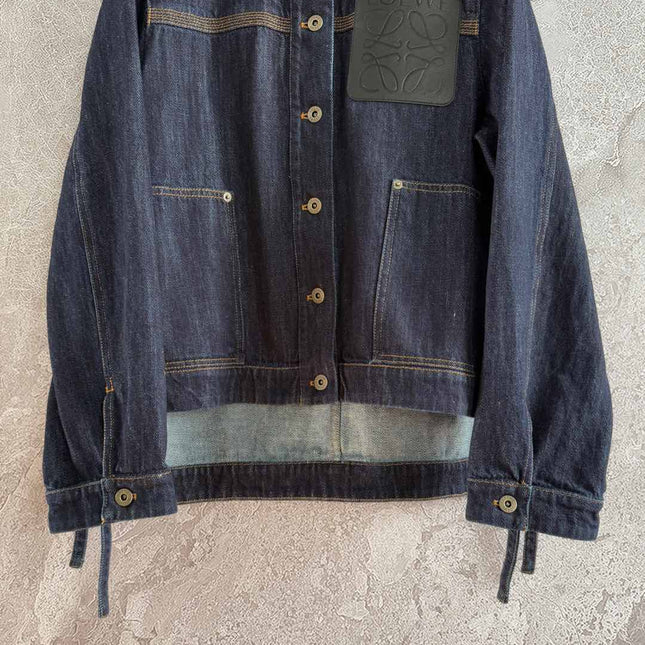 Loewe Pocket Leather Jacket Dark Blue Denim Cotton