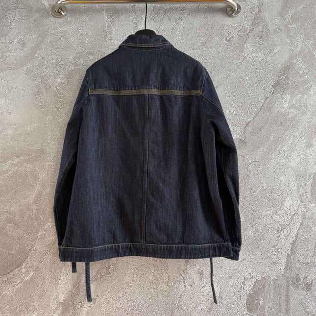 Loewe Pocket Leather Jacket Dark Blue Denim Cotton