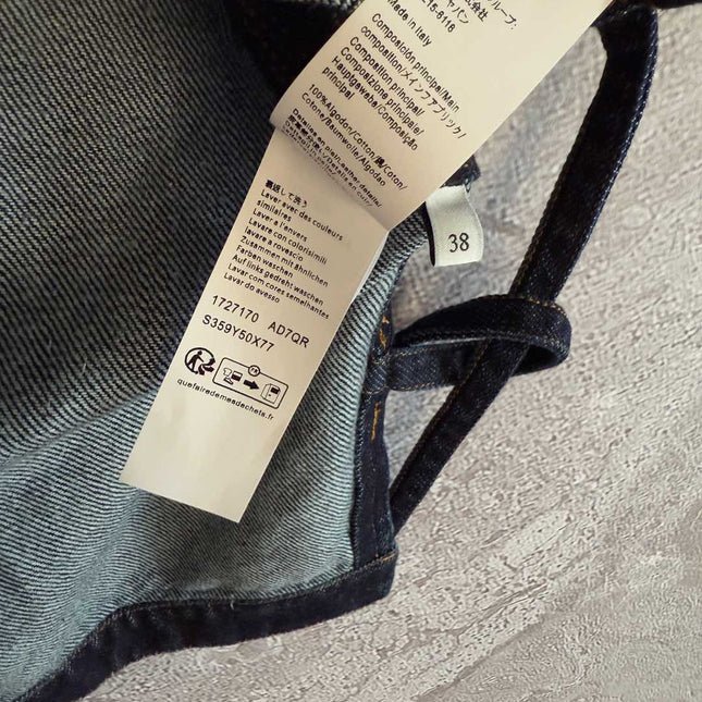 Loewe Pocket Leather Jacket Dark Blue Denim Cotton