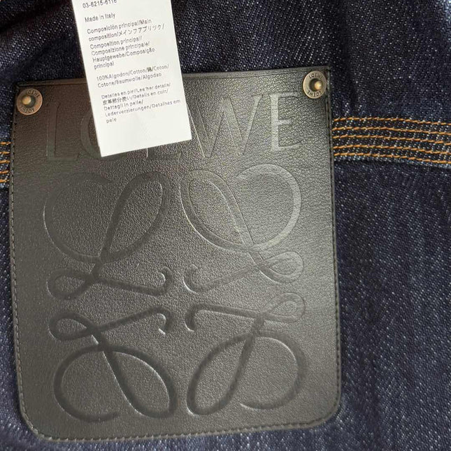 Loewe Pocket Leather Skirt Dark Blue Denim Cotton