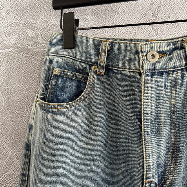 Loewe Waist-burnt Jeans Blue Cotton