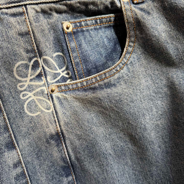 Loewe Waist-burnt Jeans Blue Cotton