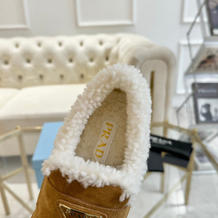 SUEDE LOAFER CAMEL WITH SHEARLING LINING