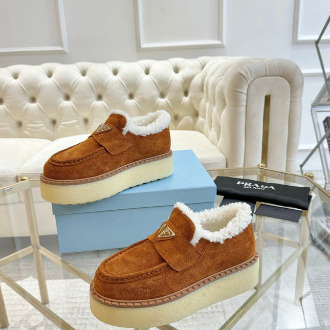 SUEDE LOAFER BRONZE BROWN WITH SHEARLING LINING