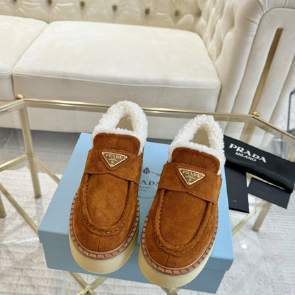 SUEDE LOAFER BRONZE BROWN WITH SHEARLING LINING