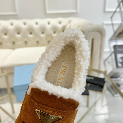 SUEDE LOAFER BRONZE BROWN WITH SHEARLING LINING