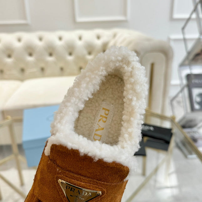 SUEDE LOAFER BRONZE BROWN WITH SHEARLING LINING