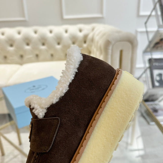 SUEDE LOAFER CHOCOLATE WITH SHEARLING LINING