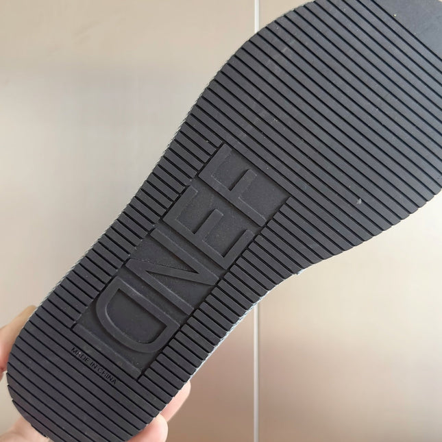 FENDI PLATFORM WEDGES IN GREY MONOGRAM JACQUARD WITH BLACK EMBROIDERED LOGO