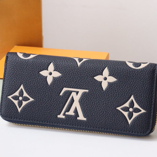 LV MONOGRAM LONG WALLET 20 IN BLACK AND CREAM GRAINED CALFSKIN