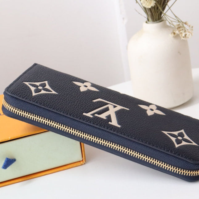 LV MONOGRAM LONG WALLET 20 IN BLACK AND CREAM GRAINED CALFSKIN
