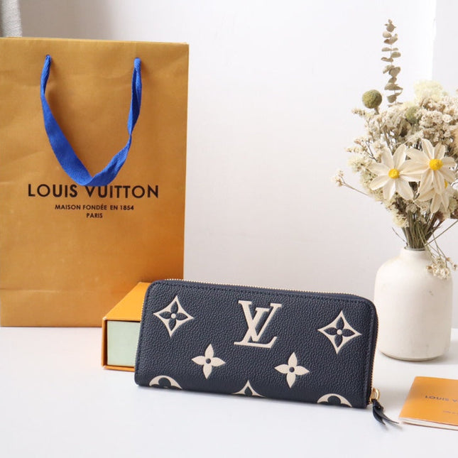 LV MONOGRAM LONG WALLET 20 IN BLACK AND CREAM GRAINED CALFSKIN