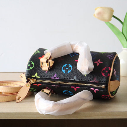 EAST WEST 15 BAG IN BLACK MIX COLORFUL CALFSKIN
