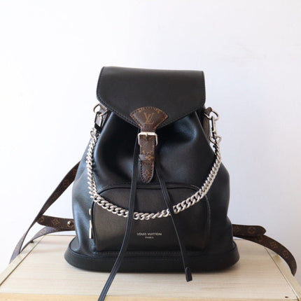 LV 25S MONTSOURIS VIBE 35 IN BLACK LAMBSKIN SILVER HARDWRE