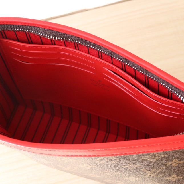 LV 25S POCHETTE VOYAGE 26 IN SARI RED MONOGRAM MACASSAR COATED CANVAS