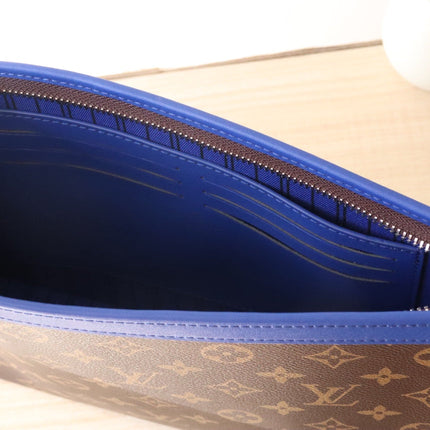 LV 25S POCHETTE VOYAGE 26 IN INDIGO BLUE MONOGRAM MACASSAR COATED CANVAS