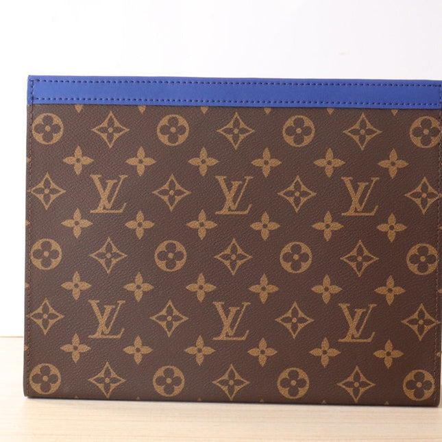 LV 25S POCHETTE VOYAGE 26 IN INDIGO BLUE MONOGRAM MACASSAR COATED CANVAS