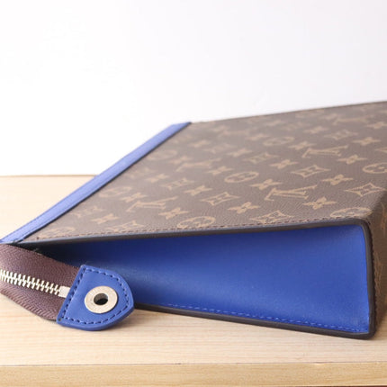 LV 25S POCHETTE VOYAGE 26 IN INDIGO BLUE MONOGRAM MACASSAR COATED CANVAS
