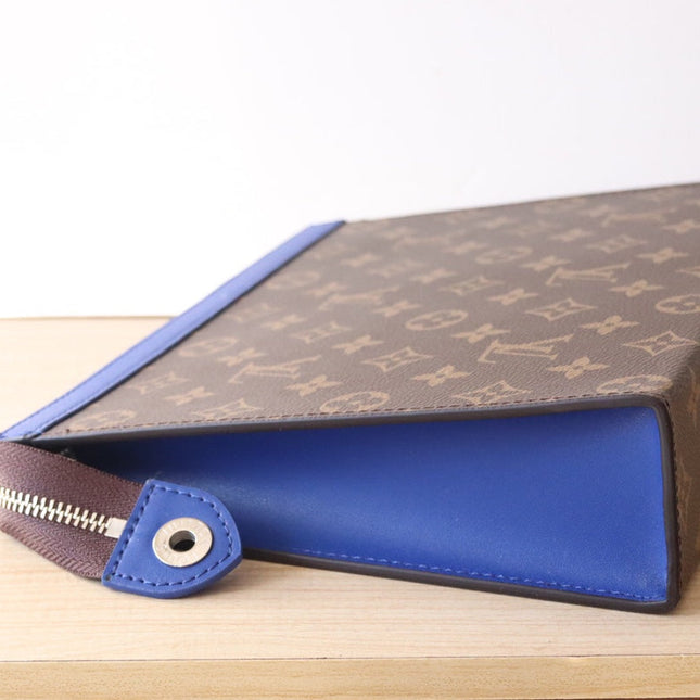 LV 25S POCHETTE VOYAGE 26 IN INDIGO BLUE MONOGRAM MACASSAR COATED CANVAS