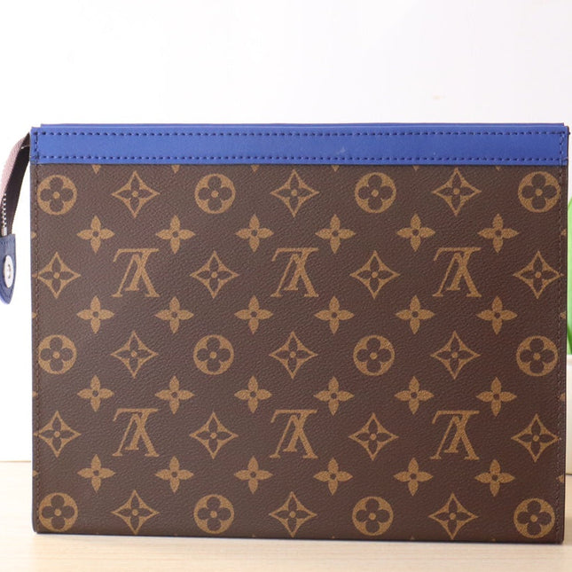 LV 25S POCHETTE VOYAGE 26 IN INDIGO BLUE MONOGRAM MACASSAR COATED CANVAS