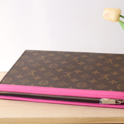 LV 25S POCHETTE VOYAGE 26 IN PONDICHERY PINK MONOGRAM MACASSAR COATED CANVAS