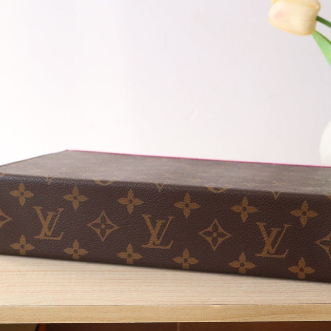 LV 25S POCHETTE VOYAGE 26 IN PONDICHERY PINK MONOGRAM MACASSAR COATED CANVAS