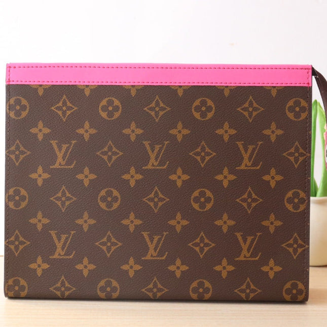 LV 25S POCHETTE VOYAGE 26 IN PONDICHERY PINK MONOGRAM MACASSAR COATED CANVAS