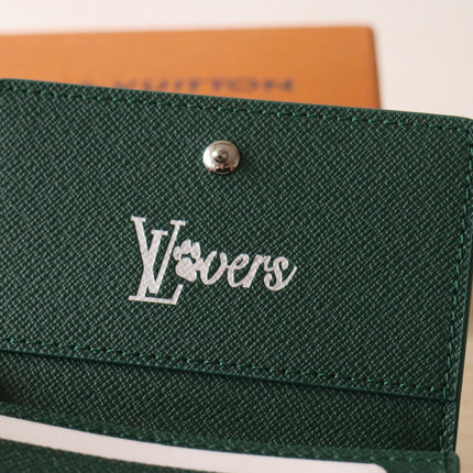 LV 25S ENVELOPE BUSINESS CARD HOLDER 10 IN DEEP TEAL MONOGRAM HERITAGE COATED CALFSKIN