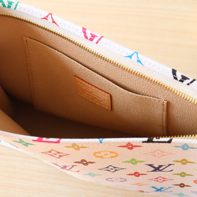 TOILETRY POUCH 25 IN WHITE MIX COLORFUL CALFSKIN