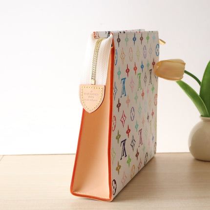 TOILETRY POUCH 25 IN WHITE MIX COLORFUL CALFSKIN