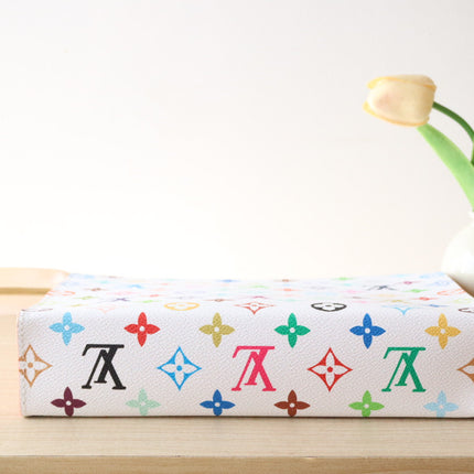 TOILETRY POUCH 25 IN WHITE MIX COLORFUL CALFSKIN