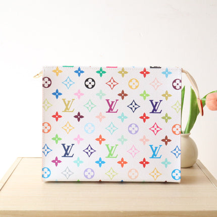 TOILETRY POUCH 25 IN WHITE MIX COLORFUL CALFSKIN